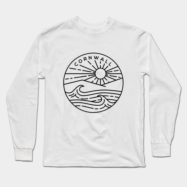 Cornwall Beach, South England Emblem - White Long Sleeve T-Shirt by typelab